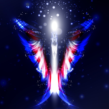 Angel futuristic background, wing illustrationの写真素材