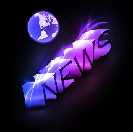 3d colorful news text with globeの写真素材