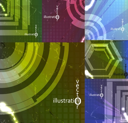 set for abstract vector background, technology futuristic illustration のイラスト素材