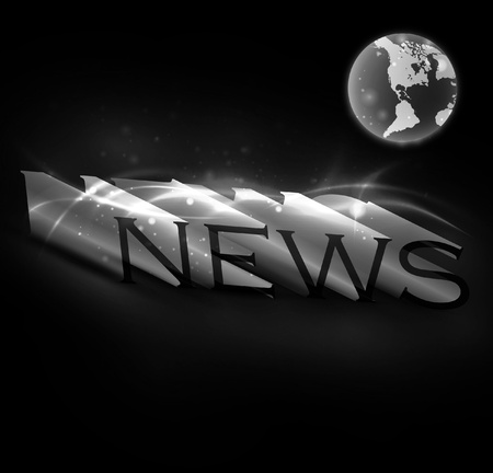 3d news text with globe のイラスト素材