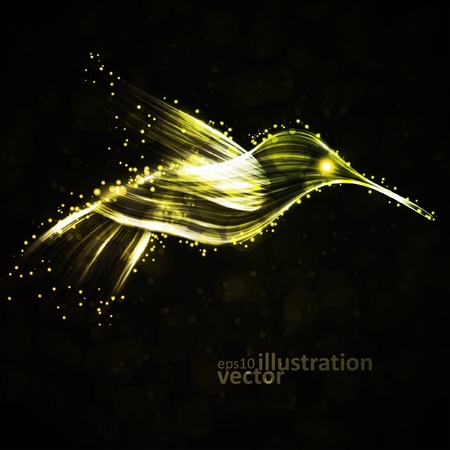 Neon hummingbird, abstract lights vector backgrounds eps10のイラスト素材