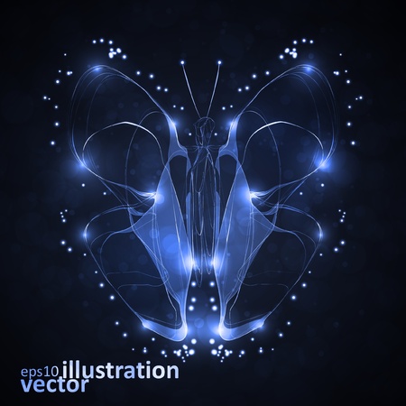 Shiny abstract butterfly, futuristic wave vector illustration eps10のイラスト素材
