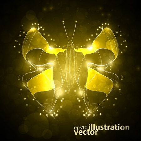 Shiny abstract butterfly, futuristic wave vector illustration eps10のイラスト素材