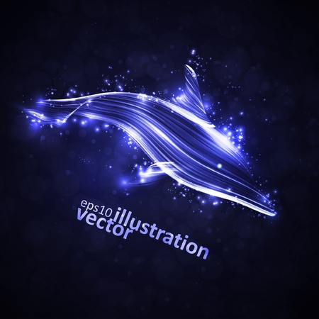 Neon dolphin, abstract futuristic strip, stylish illustrationのイラスト素材