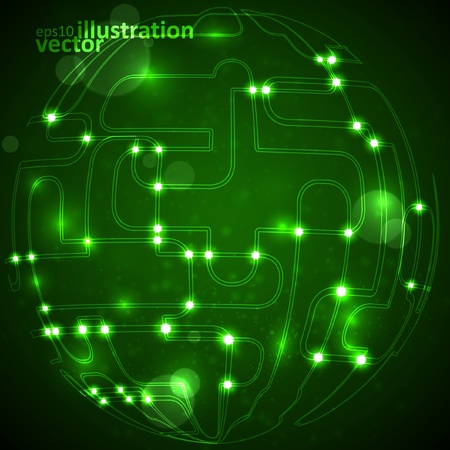 Abstract background, circuit board form of ball, technology illustrationのイラスト素材