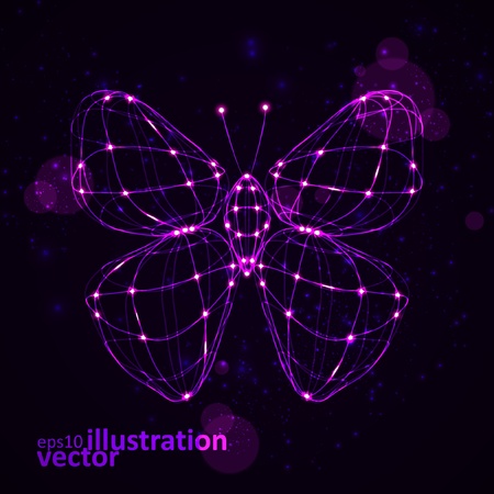 Shiny abstract butterfly, technology energy illustration のイラスト素材
