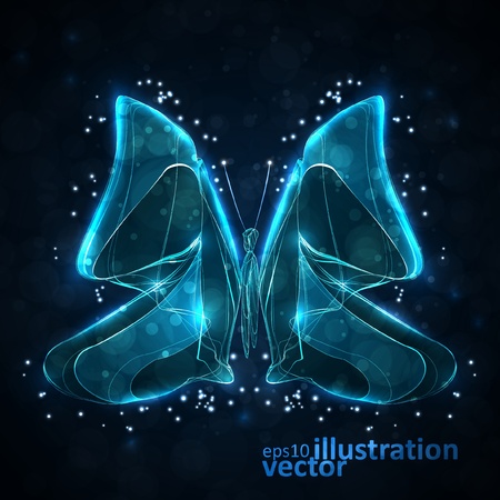 Shiny abstract butterfly, futuristic wave illustrationのイラスト素材