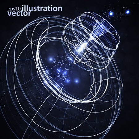 Abstract technology technical drawing, shiny space background のイラスト素材