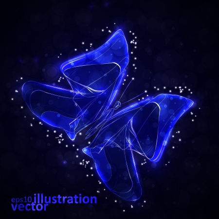 Shiny abstract butterfly, futuristic wave illustration.のイラスト素材