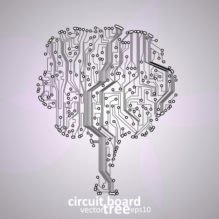 circuit board background, technology illustration, form of treeのイラスト素材