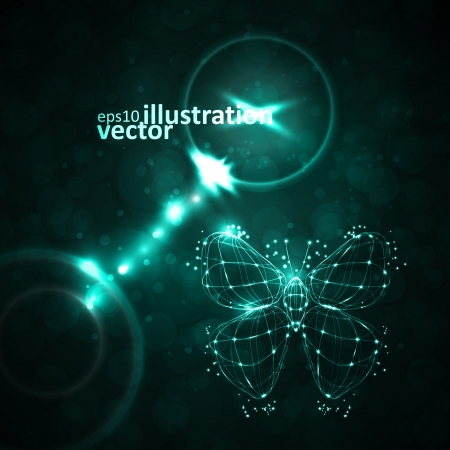 Shiny abstract butterfly, technology energy illustration のイラスト素材