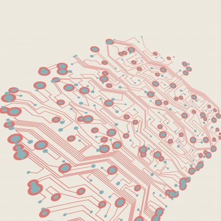 Retro circuit board background, vintage technology illustration の写真素材