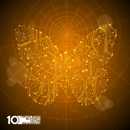 Circuit board background, technology illustration, butterfly illustrationのイラスト素材