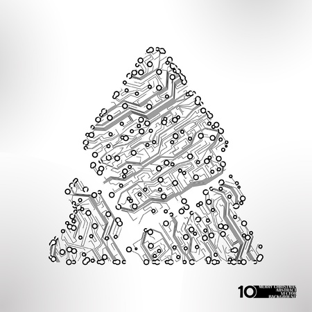 circuit board background, technology illustration, christmas tree のイラスト素材