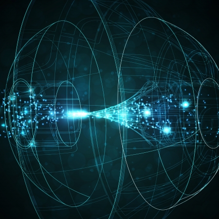 Abstract technical drawing, shiny space backgroundの写真素材