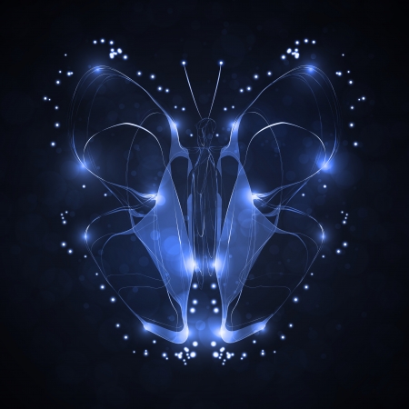 Shiny abstract butterfly, futuristic wave illustrationの写真素材