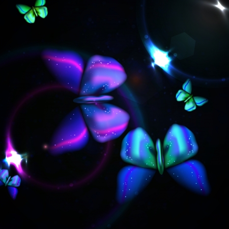 Shiny abstract butterfly, futuristic colorful illustrationの写真素材