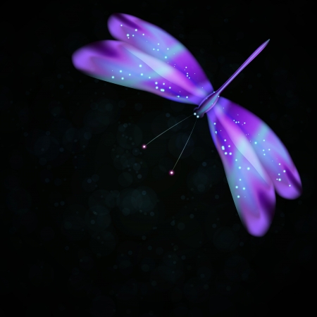 Shiny abstract dragonfly, futuristic colorful illustration の写真素材