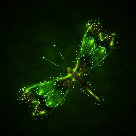 Shiny abstract dragonfly, technology energy illustrationの写真素材
