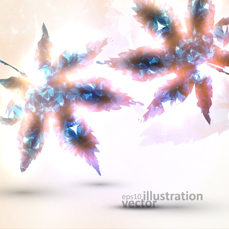 Abstract autumn leaf on colorful background, illustration のイラスト素材