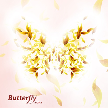 Leaves form a butterfly abstract shape, season  illustration のイラスト素材