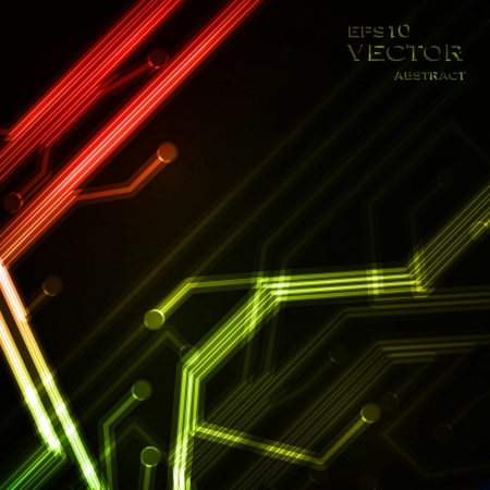 Neon circuit board, abstract  background, technology illustration のイラスト素材