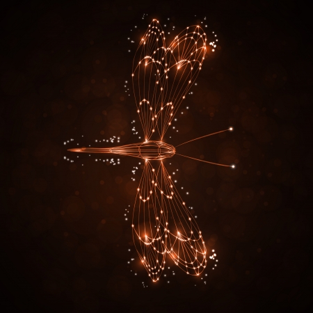 Shiny abstract dragonfly, technology energy illustrationの写真素材