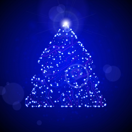 circuit board background, technology illustration, christmas treeの写真素材