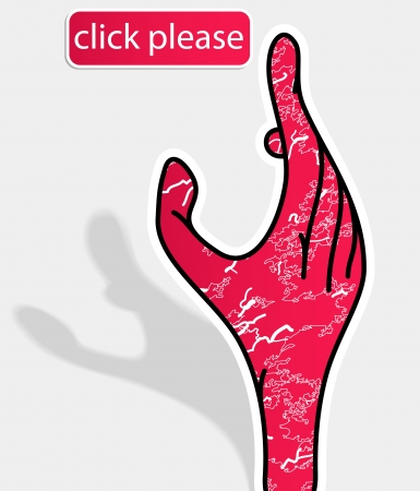 cartoon hand cursor click button, pointer navigation illustrationの写真素材