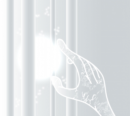 hand goes to the particle energy, abstract backgroundの写真素材