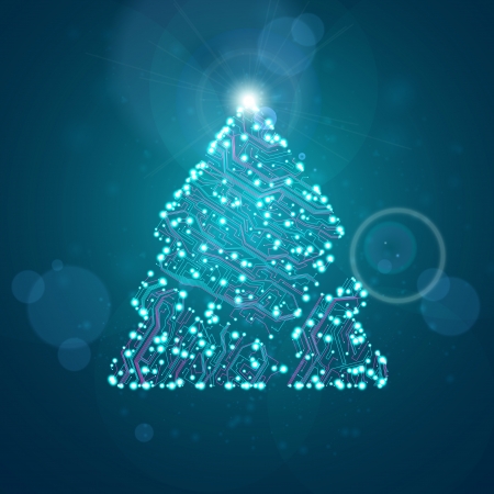 circuit board background, technology illustration, christmas treeの写真素材