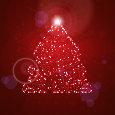 circuit board background, technology illustration, christmas treeの写真素材