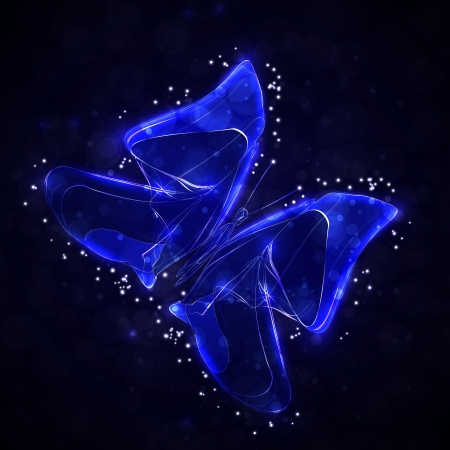 Shiny abstract butterfly, futuristic wave illustrationの写真素材