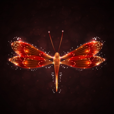 Shiny abstract dragonfly, technology energy illustration の写真素材
