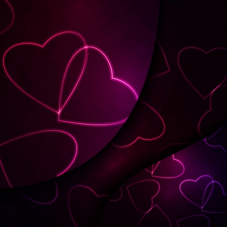 Neon hearts, futuristic illustration のイラスト素材