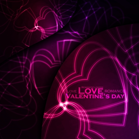 Neon hearts, abstract background, futuristic  illustration - editable のイラスト素材