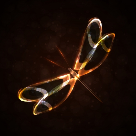 Shiny abstract dragonfly, futuristic colorful  illustrationの写真素材