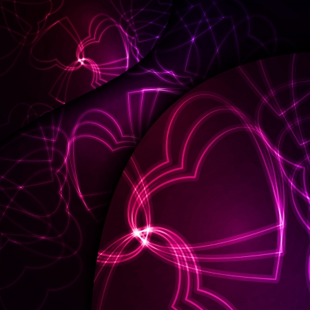 Neon hearts, futuristic illustration の写真素材
