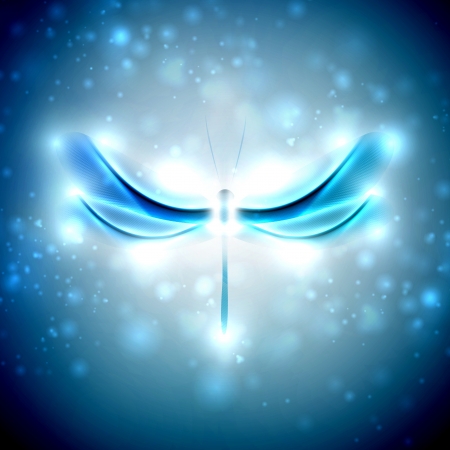 Shiny abstract dragonfly, futuristic colorful  illustrationの写真素材