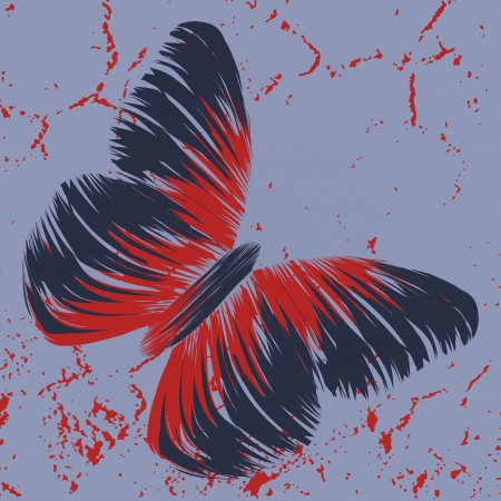 retro butterfly on old background, colorful abstract illustrationの写真素材