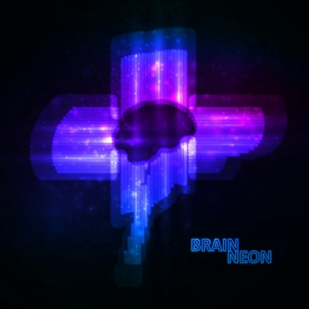 Neon brain, abstract vector illustration, bright elements - editable eps10のイラスト素材