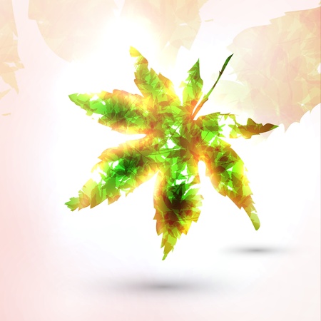 Abstract autumn leaf on colorful background,  illustrationの写真素材