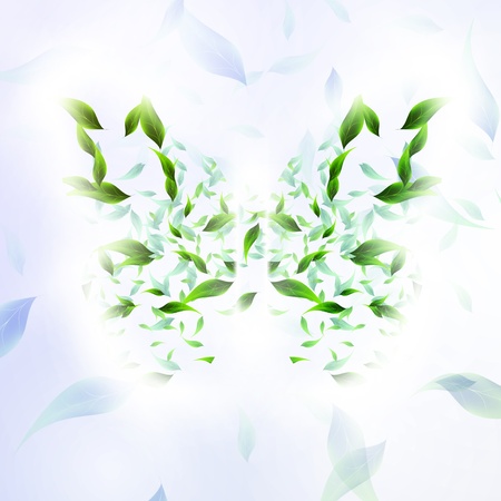 Leaves form a butterfly abstract shape, season  illustrationの写真素材