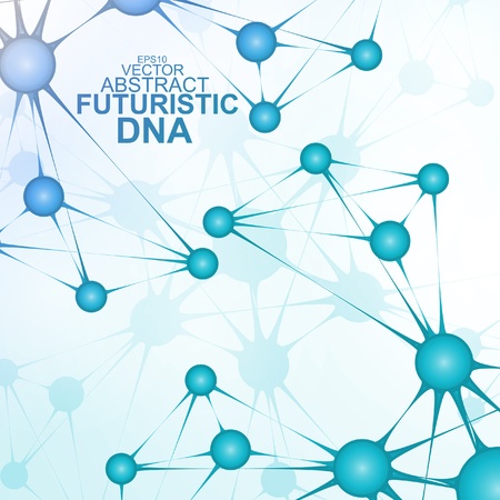 Futuristic dna, abstract molecule, cell illustrationのイラスト素材