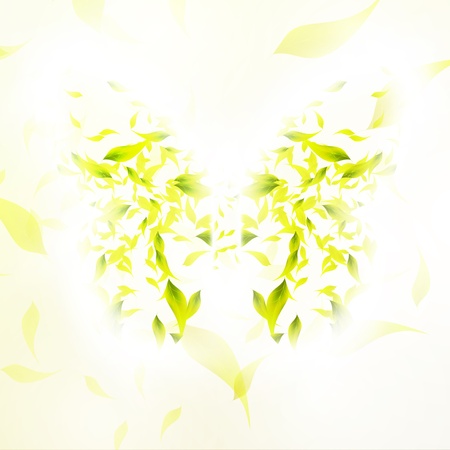 Leaves form a butterfly abstract shape, season  illustrationの写真素材