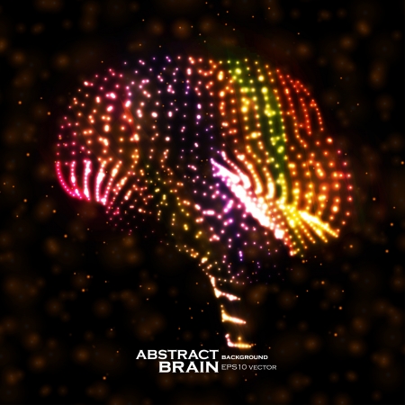 Neon brain, abstract vector illustration, bright elements - editable eps10のイラスト素材