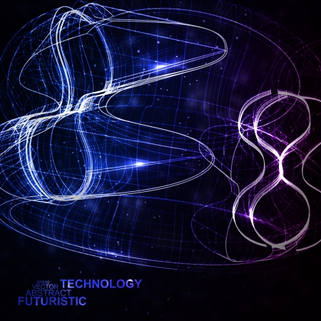 Abstract technology, vector technical drawing, shiny space background のイラスト素材