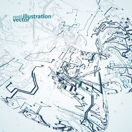 Futuristic technology illustration, circuit board vector background のイラスト素材