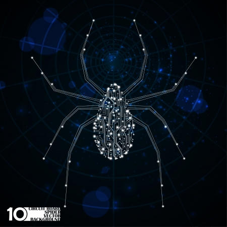 Circuit board vector background, technology illustration, spider illustrationのイラスト素材