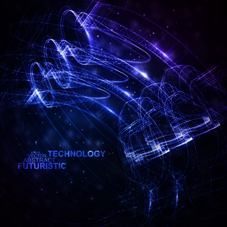 Abstract technology, vector technical drawing, shiny space background のイラスト素材